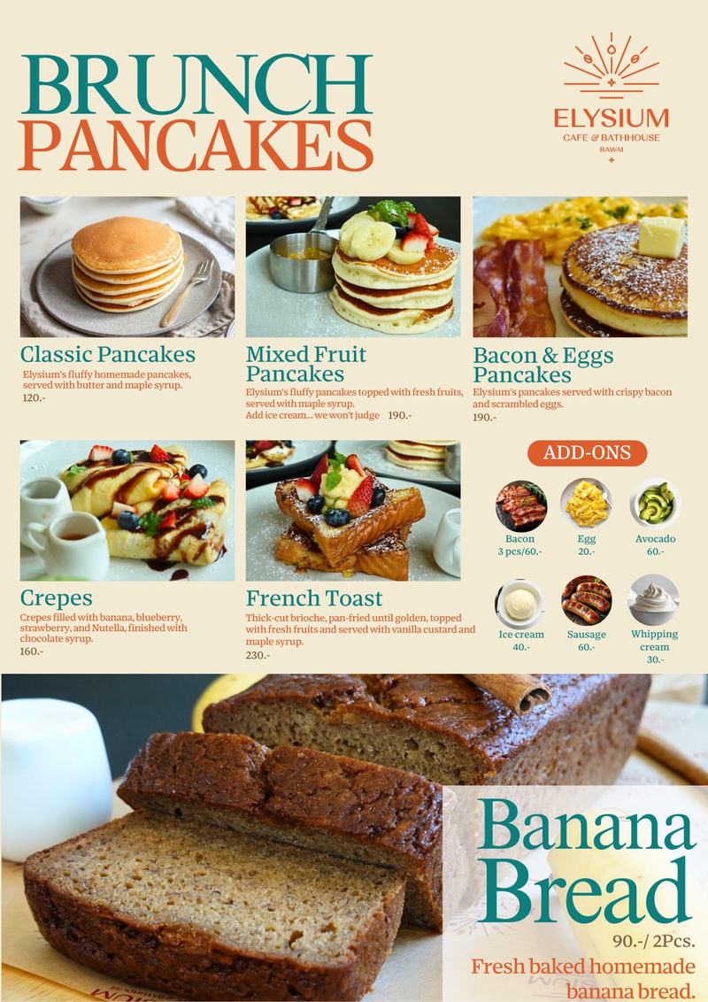 Elysium menu — Pancakes