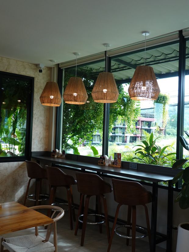 The window bar at Elysium, looking out over greenery